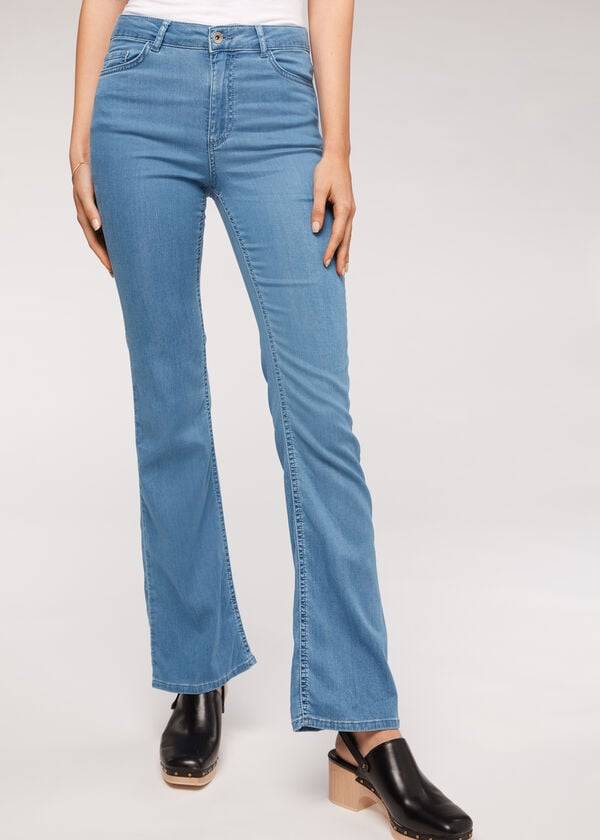 Calzedonia Eco Light Flared Denim Jeans Dame Blå | DK2576PQ