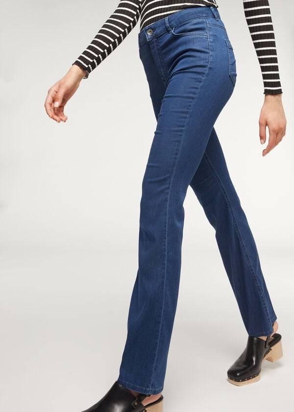 Calzedonia Eco Light Flared Denim Jeans Dame Mørkeblå | DK2577OR