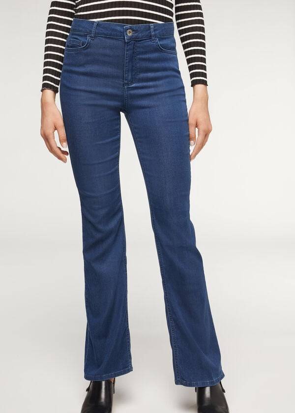 Calzedonia Eco Light Flared Denim Jeans Dame Mørkeblå | DK2577OR