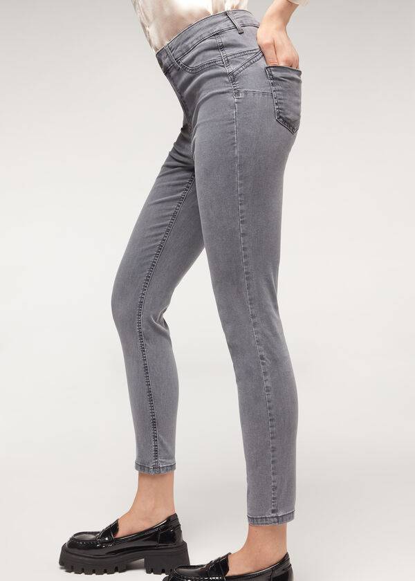 Calzedonia Eco Light Push Up Denim Jeans Dame Sølv | DK2578IS