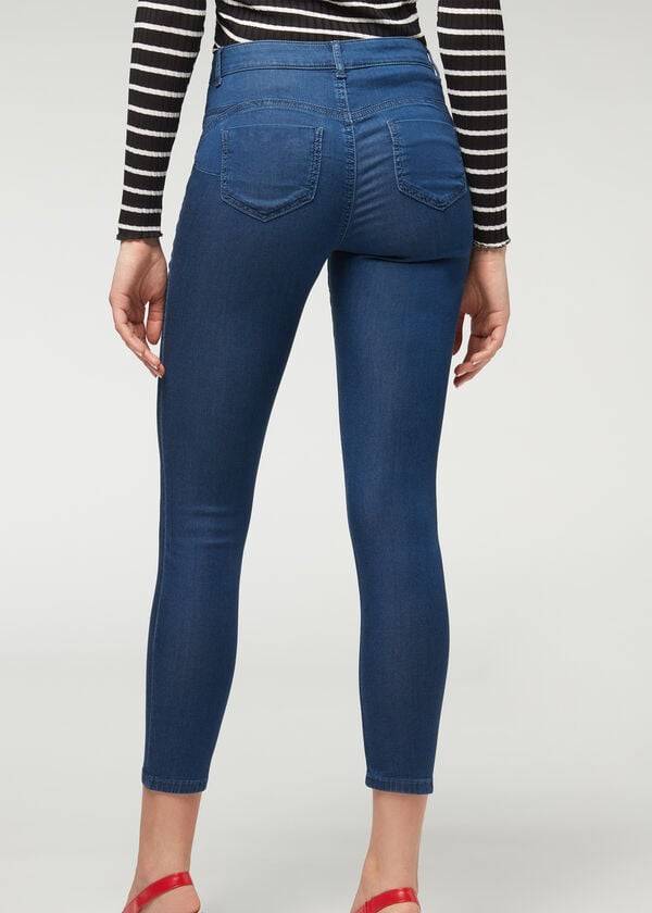 Calzedonia Eco Light Push Up Denim Jeans Dame Mørkeblå | DK2582RW