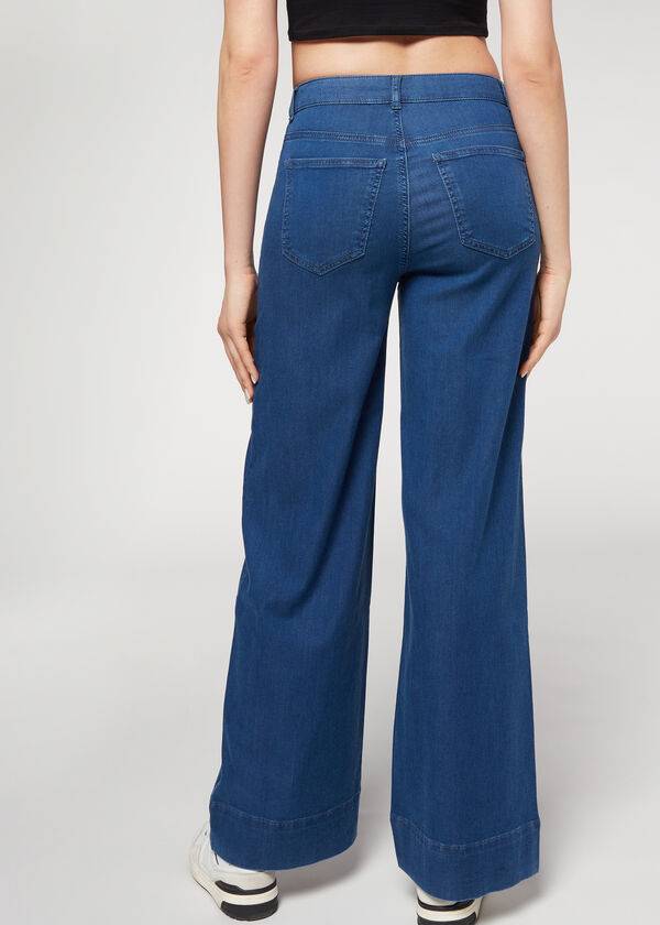 Calzedonia Eco Palazzo Jeans Dame Mørkeblå | DK2587NB