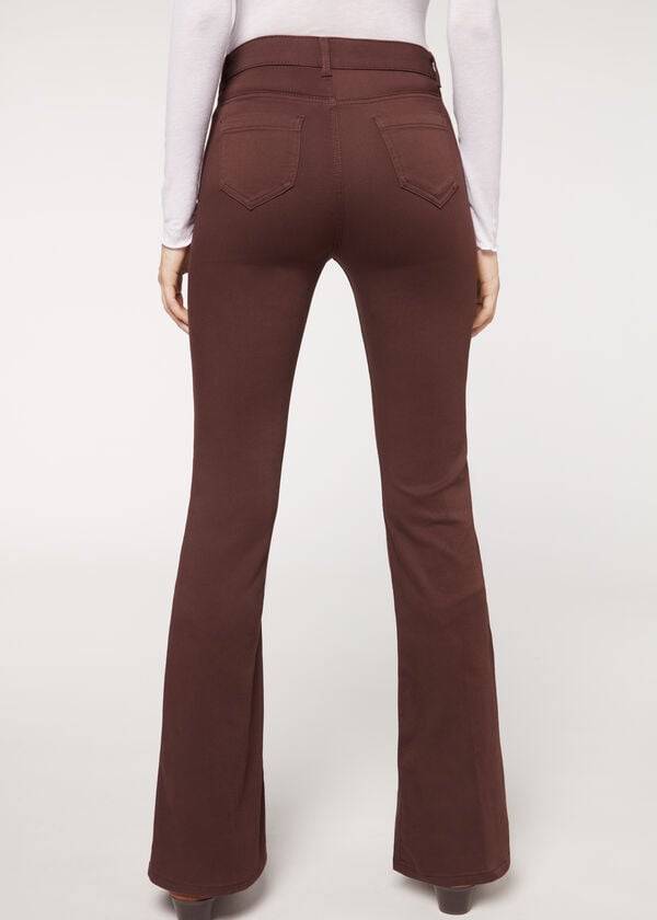 Calzedonia Flared Jeans Dame Brune | DK2596HK