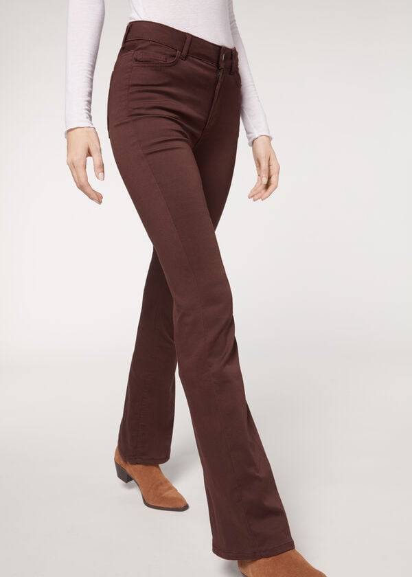 Calzedonia Flared Jeans Dame Brune | DK2596HK