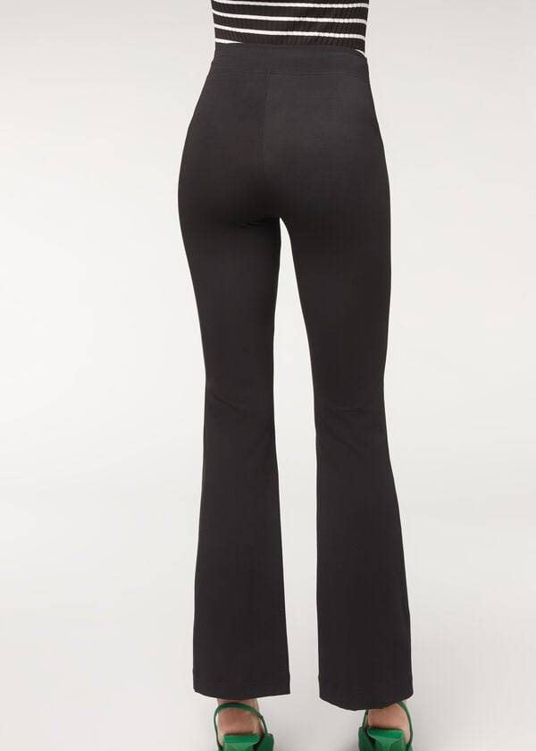 Calzedonia Flared in Supima Ultra Light Bomulds Bukser Dame Sort | DK2731VD