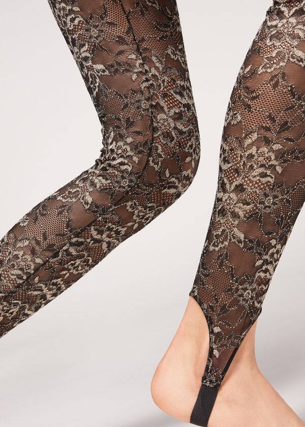 Calzedonia Glitter Blonder Stirrup Leggings Dame Brune Sort | DK2655WY