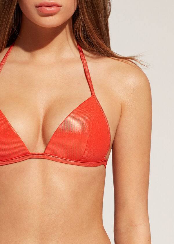 Calzedonia Graduated Polstret Triangle Antigua Bikini Toppe Dame Koral Orange | DK1730JJ