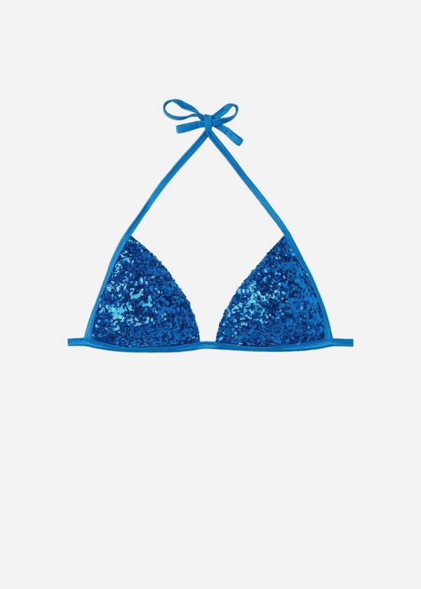 Calzedonia Graduated Polstret Triangle Cannes Bikini Toppe Dame Blå | DK1735CE