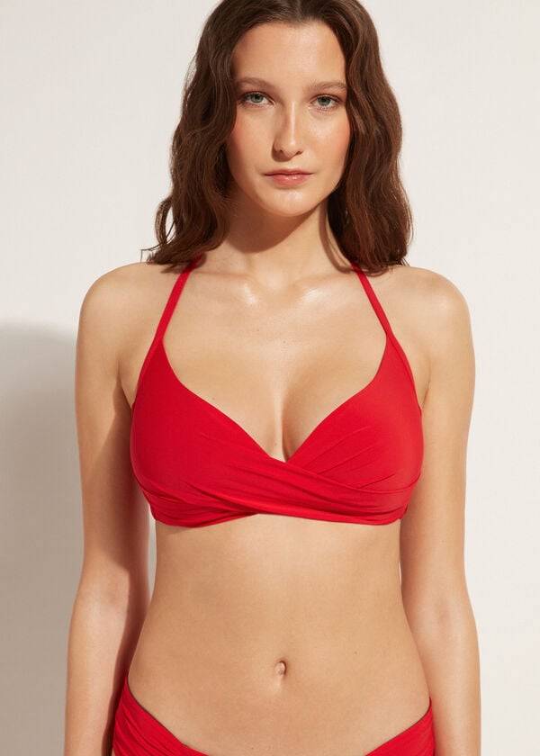 Calzedonia Graduated Soft Crisscross Polstret Triangle Indonesia Bikini Toppe Dame Rød | DK1759ZG