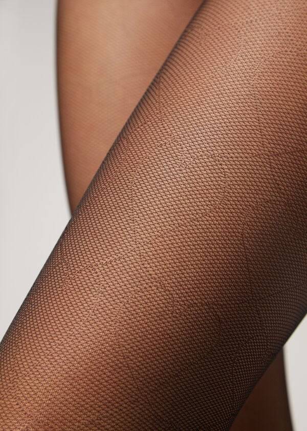 Calzedonia Heart-Motif Micronet Eco Patterned Tights Dame Sort | DK1108LH