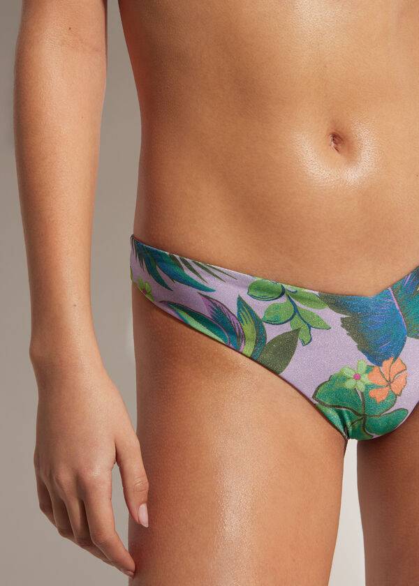 Calzedonia High Cut Brazilian Brasilia Bikini Underdele Dame Lilla | DK1384OR