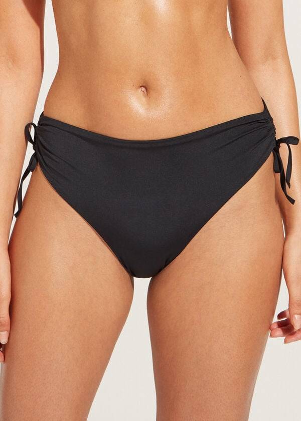 Calzedonia High-Talje Drawstring Indonesia Bikini Underdele Dame Sort | DK1455WY