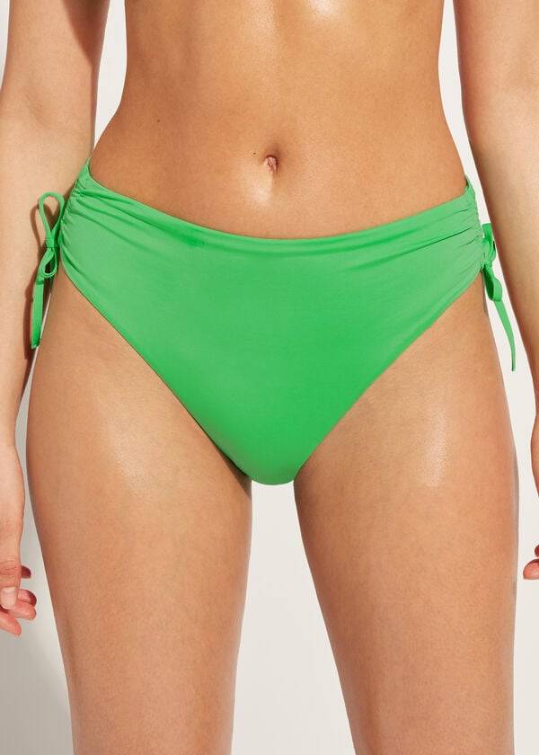 Calzedonia High-Talje Drawstring Indonesia Bikini Underdele Dame Grøn | DK1456EX