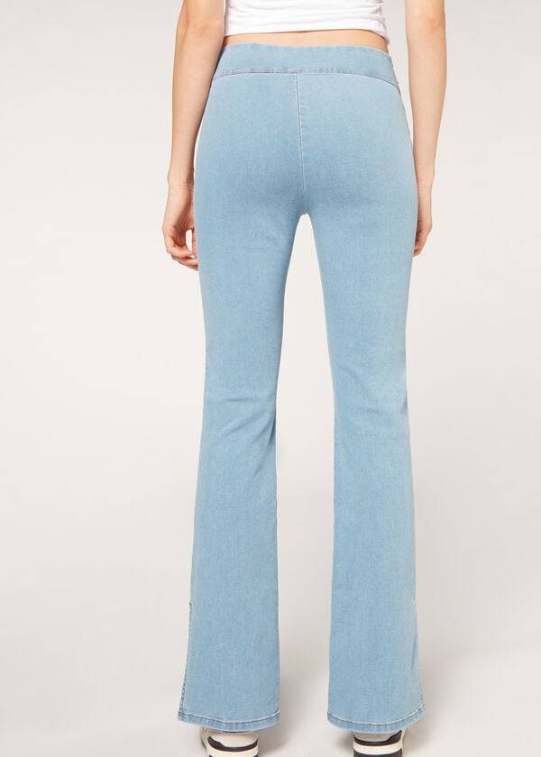 Calzedonia High-Talje Flared in Denim with Slits Jeans Dame Blå | DK2599DN