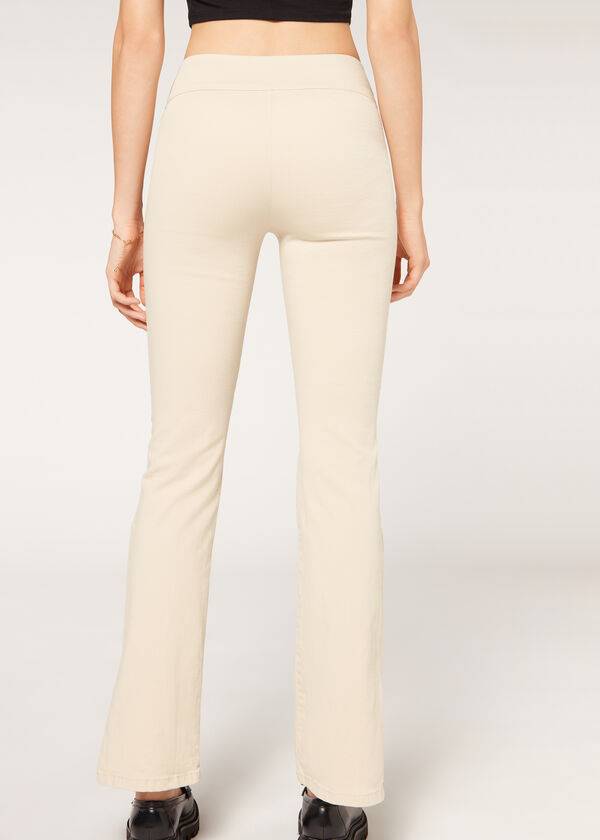 Calzedonia High-Talje Flared in Denim with Slits Jeans Dame Brune Beige | DK2600SO