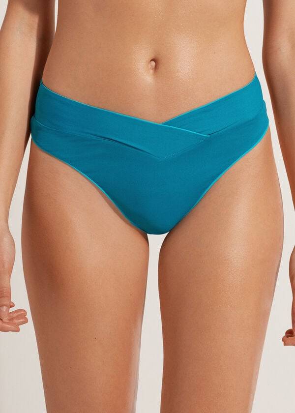 Calzedonia High-Talje V-Cut Brazilian Indonesia Bikini Underdele Dame Turkis | DK1464AP