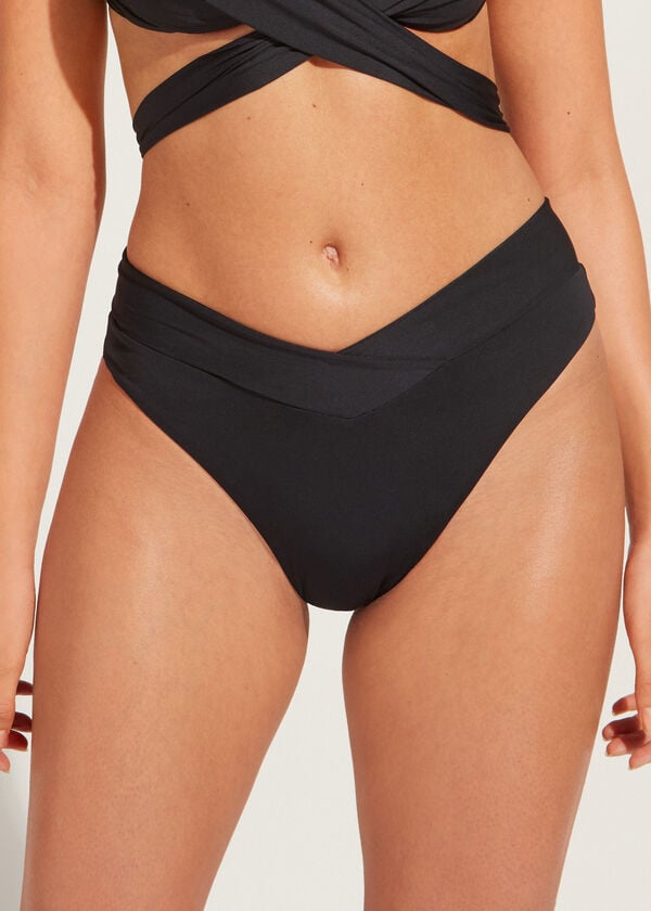 Calzedonia High-Talje V-Cut Brazilian Indonesia Eco Bikini Underdele Dame Sort | DK1466DN