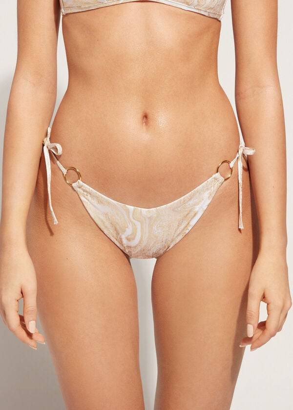 Calzedonia High V-Cut Brazilian Melbourne Bikini Underdele Dame Guld | DK1411PQ