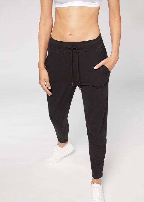 Calzedonia Jogger in Ultra Light Supima Bomulds Leggings Dame Sort | DK2662XF