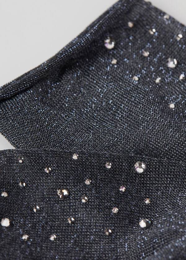 Calzedonia Kort with Glitter and Crystals Sokker Dame Sort | DK2529TV