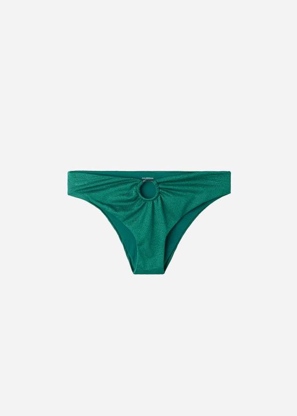 Calzedonia Lamé High Talje Hollywood Bikini Underdele Dame Grøn | DK1488OR