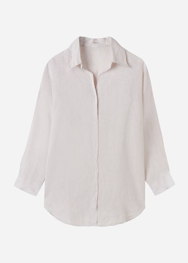 Calzedonia Linen Shirt Cover Ups Dame Beige | DK2097ZG