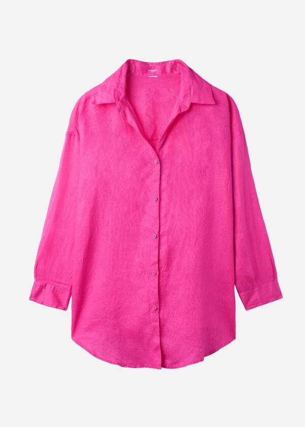 Calzedonia Linen Shirt Cover Ups Dame Lyserød | DK2096LH