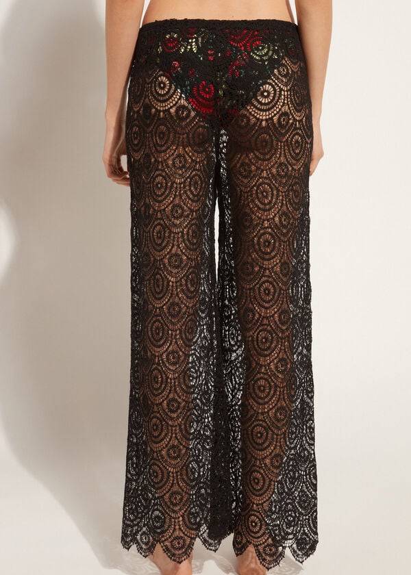 Calzedonia Long Crochet Pants Cover Ups Dame Sort | DK2133RW