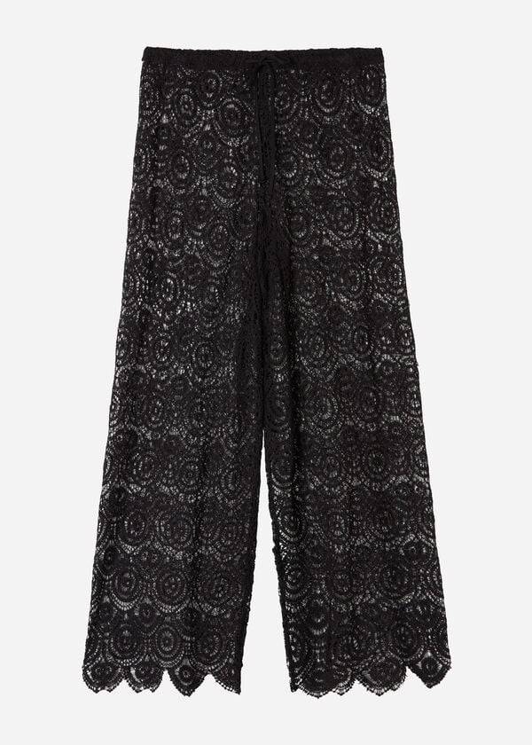 Calzedonia Long Crochet Pants Cover Ups Dame Sort | DK2133RW