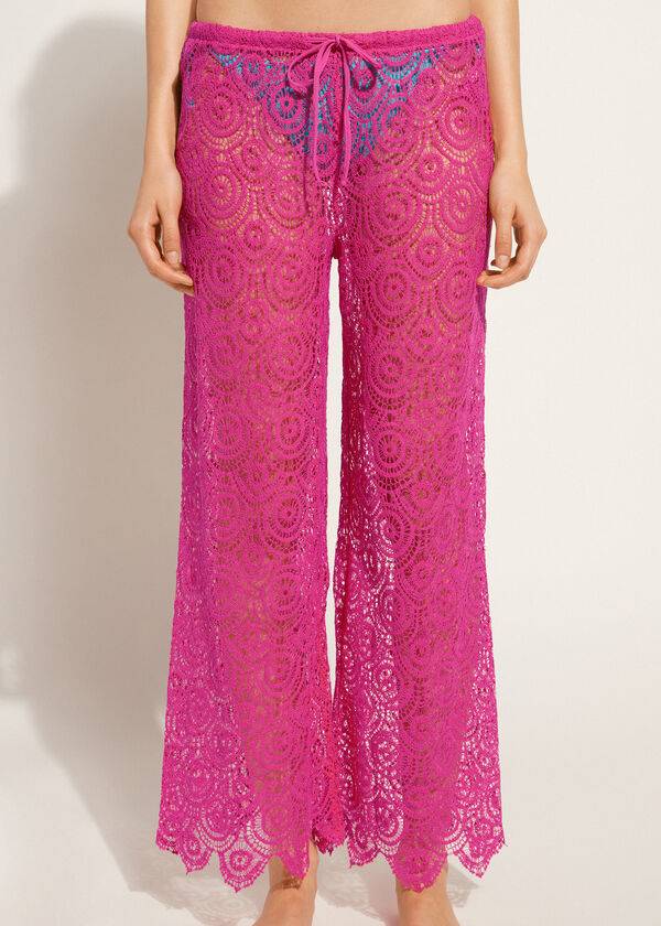 Calzedonia Long Crochet Pants Cover Ups Dame Lyserød | DK2134TV