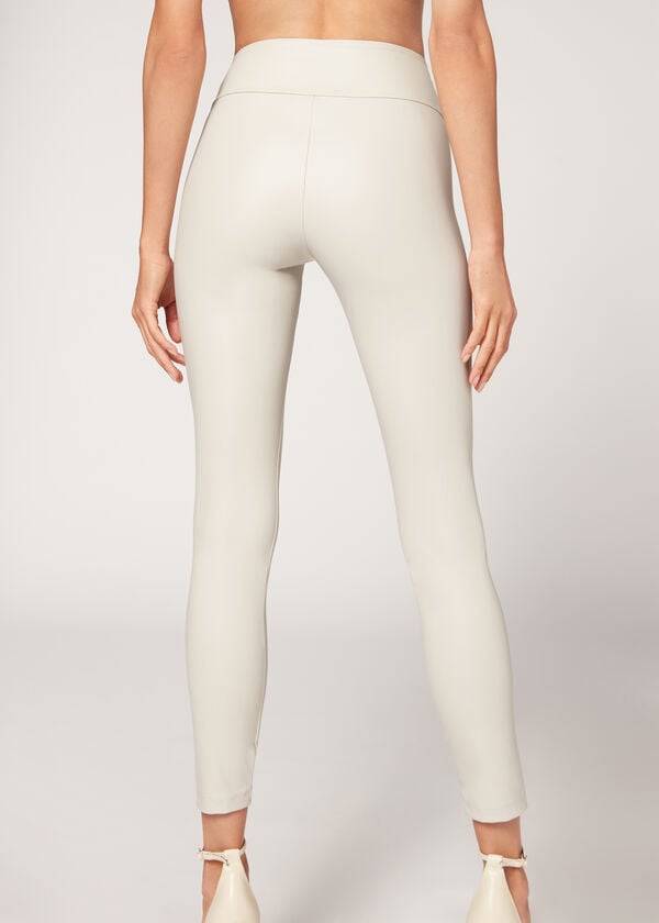 Calzedonia Læder Effect Leggings Dame Hvide | DK2665KI