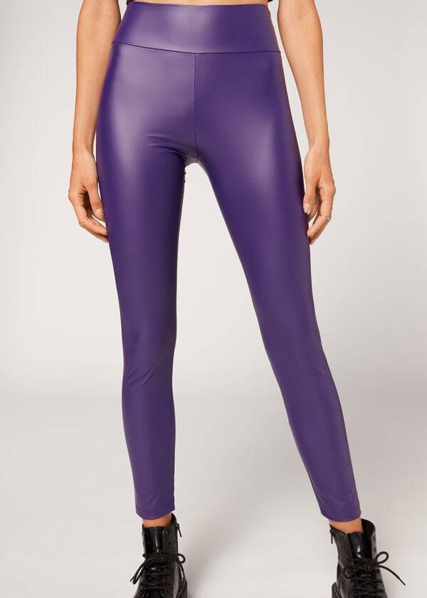 Calzedonia Læder Effect Leggings Dame Lilla | DK2666JJ