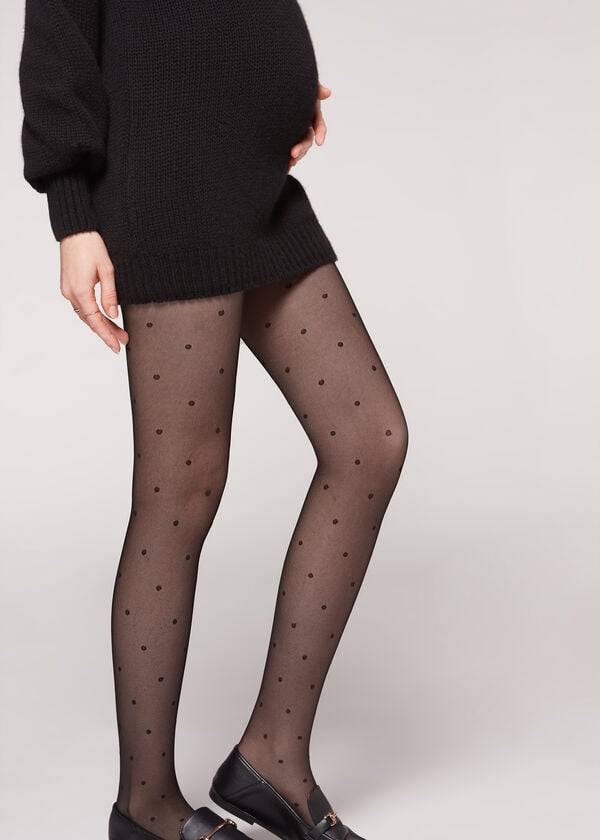 Calzedonia Maternity Polka Dot Tights Dame Sort | DK1006XF