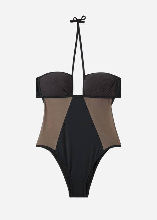 Calzedonia One Piece Tulle Insert Tokyo Badedragter Dame Sort | DK2171HK