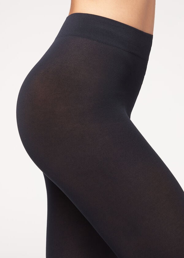 Calzedonia Opaque 100 Denier Bomulds and Microfiber Tights Dame Blå | DK1052GL