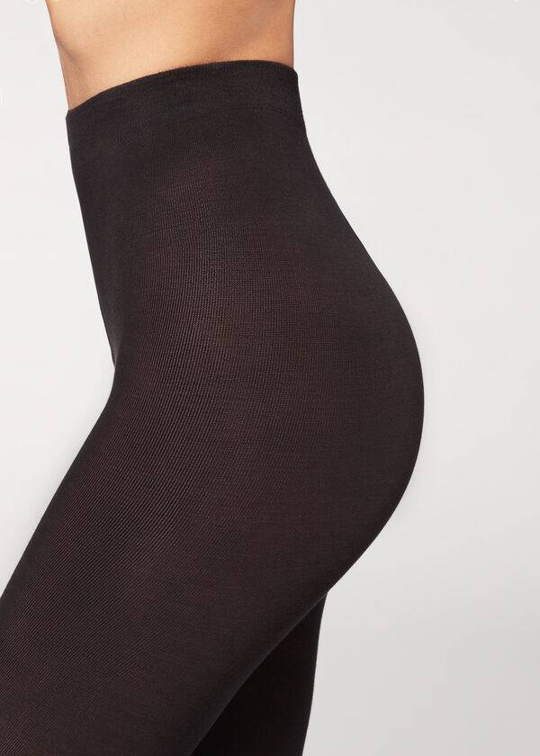 Calzedonia Opaque 150 Denier in Eco Bomulds Tights Dame Sort | DK1056LH