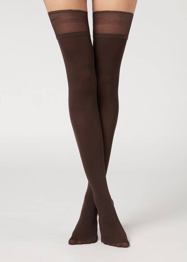 Calzedonia Opaque soft touch Thigh-Highs Strømper Dame Kaffe | DK1267CE