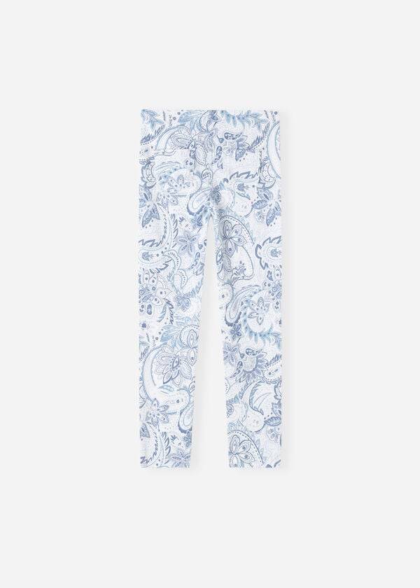 Calzedonia Paisley-Print Denim Leggings Børn Hvide Blå | DK3136MA