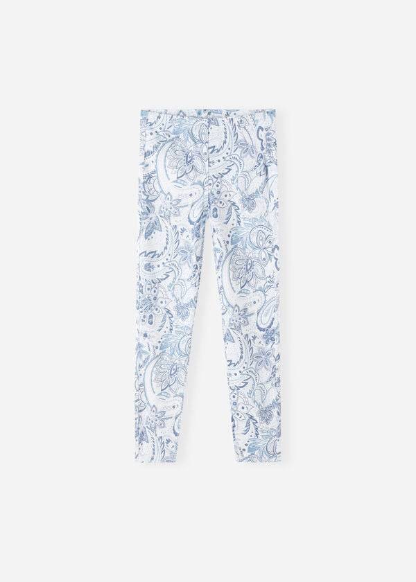 Calzedonia Paisley-Print Denim Leggings Børn Hvide Blå | DK3136MA