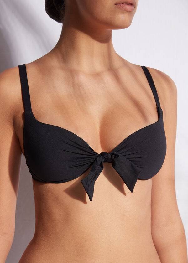 Calzedonia Patrizia Indonesia Push-Up Bikini Toppe Dame Sort | DK1938JJ