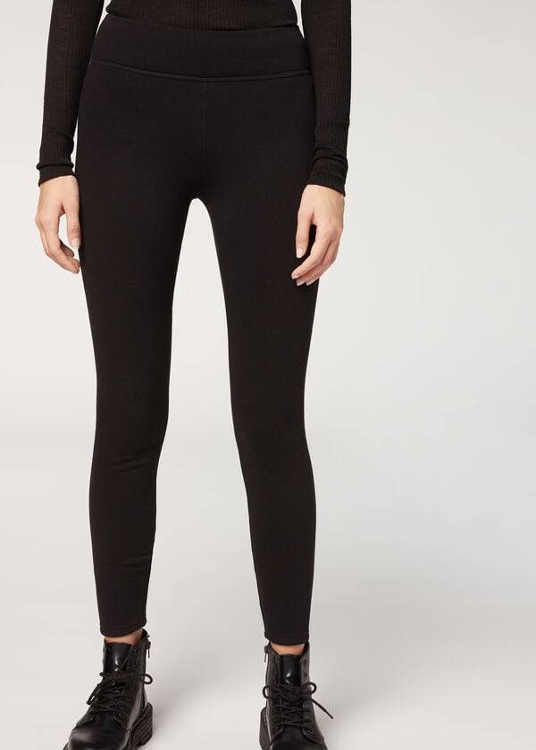 Calzedonia Plush Ultra Thermal Leggings Dame Sort | DK2672AP