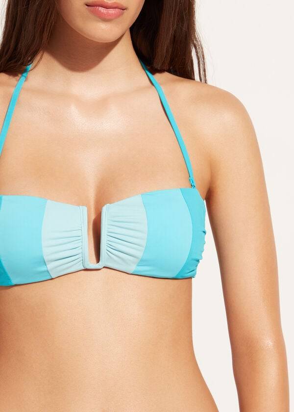 Calzedonia Polstret Bandeau Azzorre Bikini Toppe Dame Turkis | DK1784LH