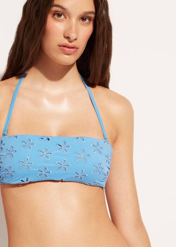 Calzedonia Polstret Bandeau Corfù Bikini Toppe Dame Blå | DK1786XF