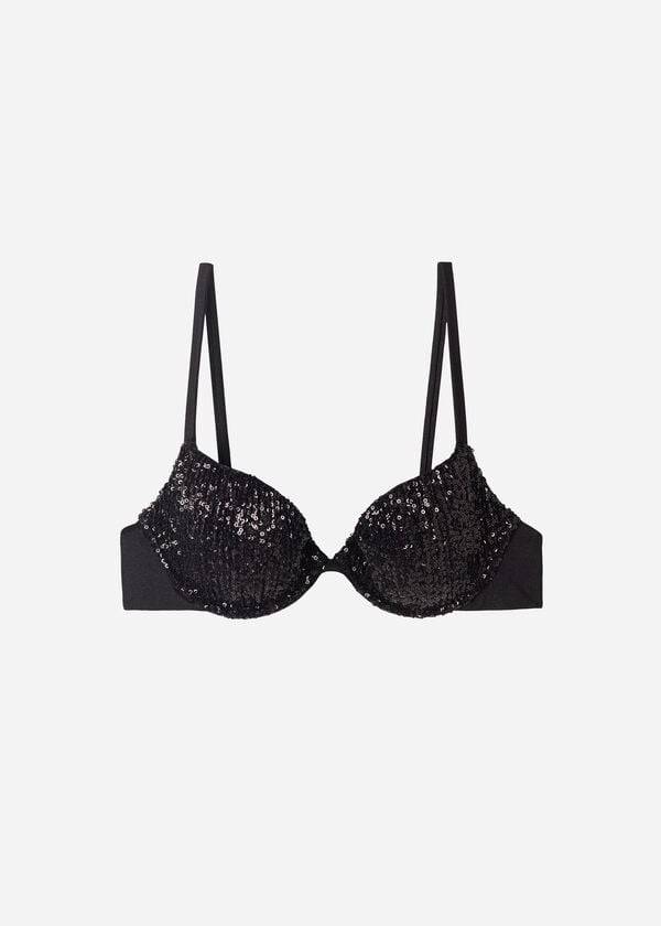 Calzedonia Polstret Push-Up Cannes Bikini Toppe Dame Sort | DK1841BC