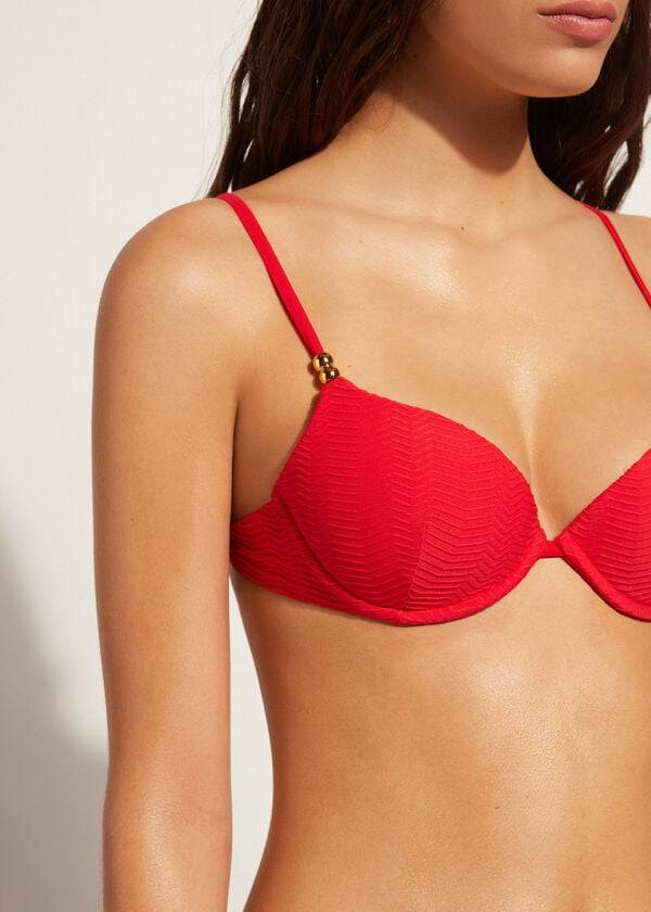 Calzedonia Polstret Push-Up Casablanca Bikini Toppe Dame Rød | DK1847RW