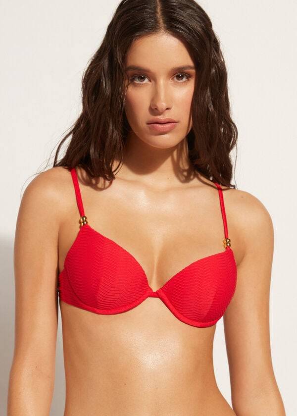 Calzedonia Polstret Push-Up Casablanca Bikini Toppe Dame Rød | DK1847RW