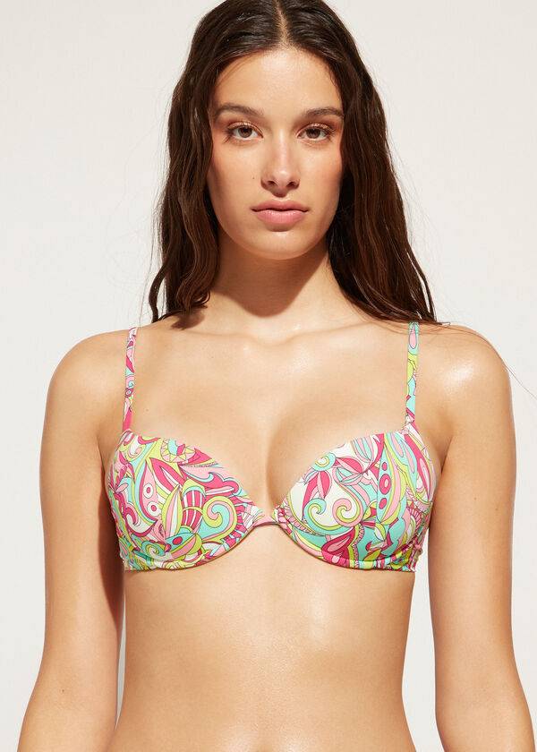 Calzedonia Polstret Push-Up Londra Bikini Toppe Dame Flerfarvede | DK1861KI