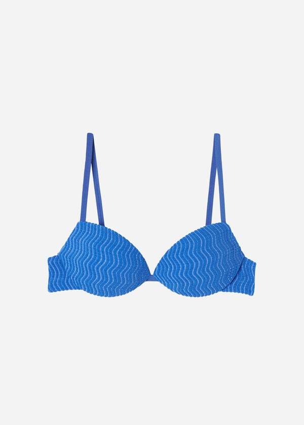 Calzedonia Polstret Push-Up Mykonos Bikini Toppe Dame Blå | DK1869MA