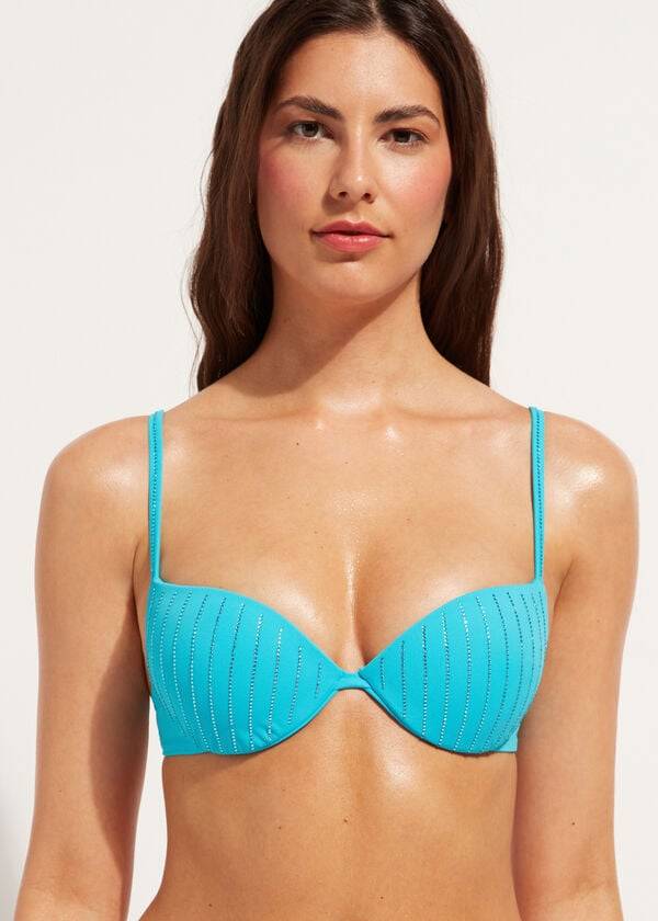 Calzedonia Polstret Push Up Shanghai Bikini Toppe Dame Turkis | DK1834JJ