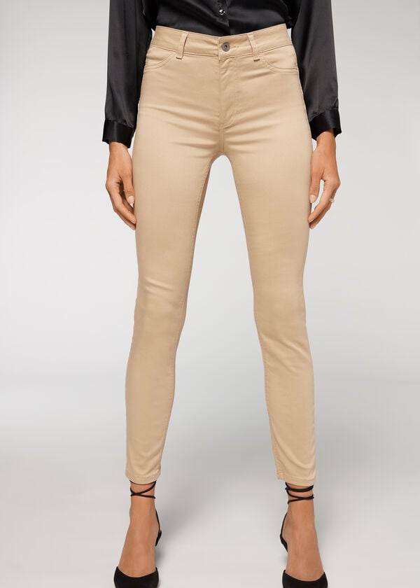 Calzedonia Push-up and soft touch Jeans Dame Beige | DK2606YU